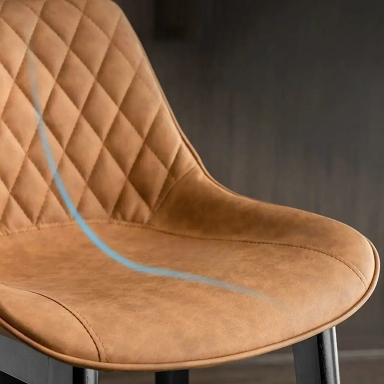 Modern Wood Tufted Upholstered Leather Bar Stool