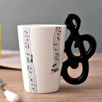 HULIANFU Novelty Music Note Cup Ceramic Guitar Coffee Mugs Personality Tea/Milk/Juice/Lemon Water Bottle Christmas Birthday Gift - Deanwangkt