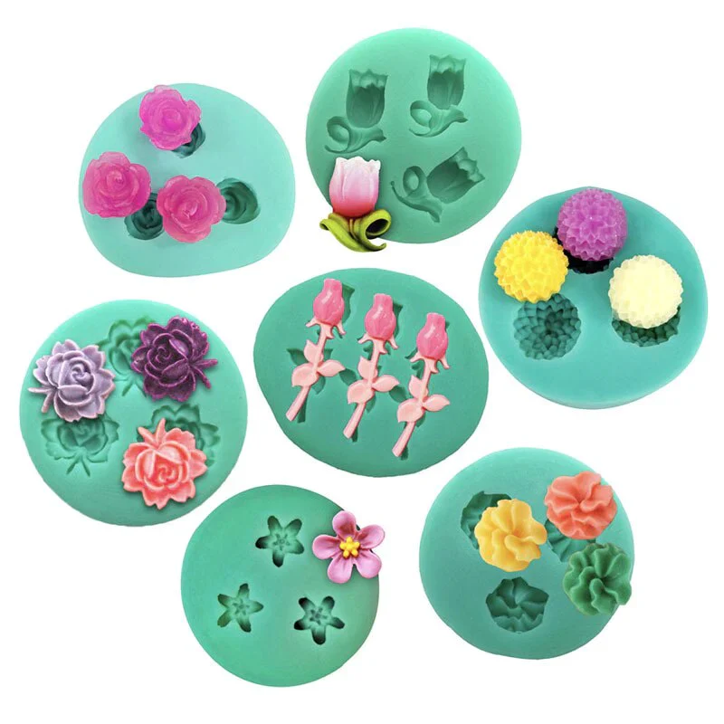 HULIANFU New Mini Flowers Series Silicone Mold DIY Handmade Fondant Cake Baking Chocolate Sugar Cake Tool Resin Polymer Clay Making Mould - Deanwangkt