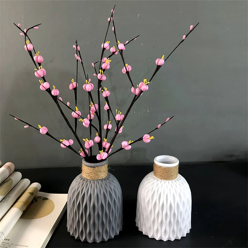 HULIANFU Modern Flower Vase Imitation Ceramic Flower Pot Decoration Home Plastic Vase Flower Arrangement Nordic Style Home Decoration - Deanwangkt