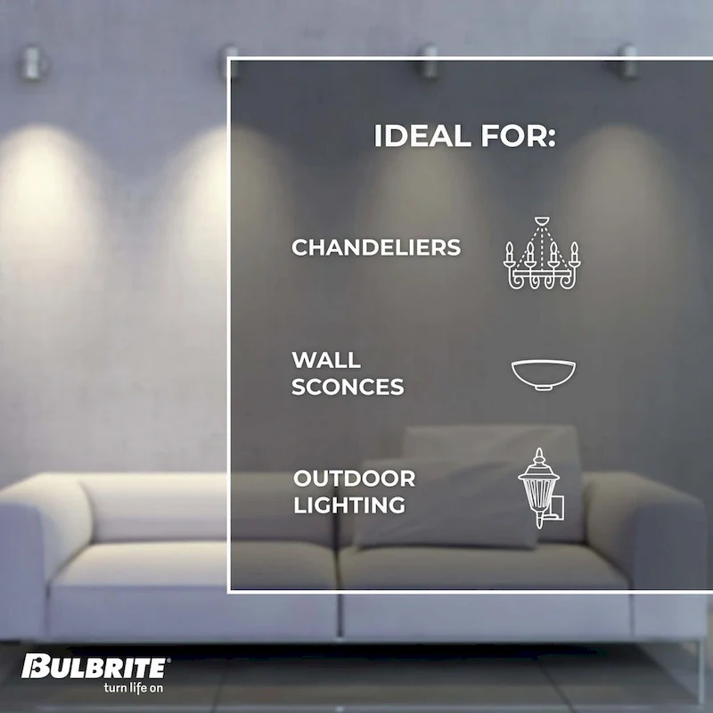 Bulbrite Pack of (12) 3 Watt Dimmable Silicone CA5 Incandescent Light Bulbs with Candelabra (E12) Base, 2700K Flame Flicker