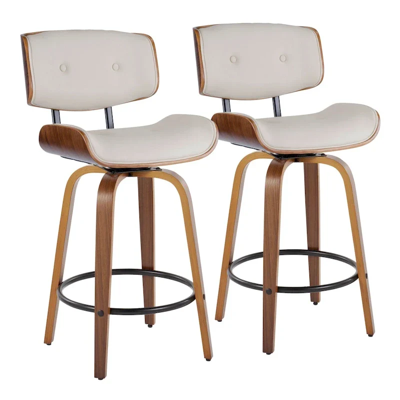 Leksand 26 Fixed-Height Counter Stool with Bent Wood Legs (Set of 2)