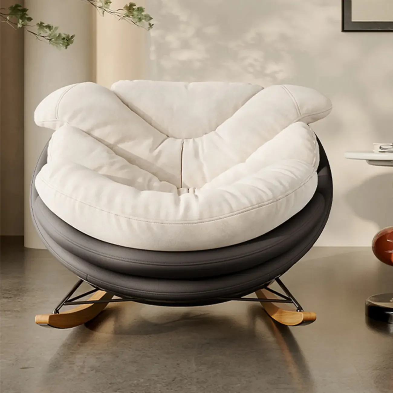 Modern Ergonomic Upholstered Rocking Chair Optional Ottoman