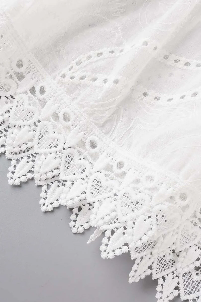 hulianfu - Sweet Elegant Solid Tassel Embroidered Hollowed Out V Neck A Line Dresses - Deanwangkt