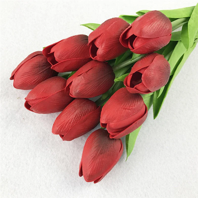 HULIANFU 2026  10PCS Artificial Flowers Garden Tulips Real Touch Flowers Tulip Bouquet Decor Mariage for Home Wedding Decorations Fake Flower - Deanwangkt