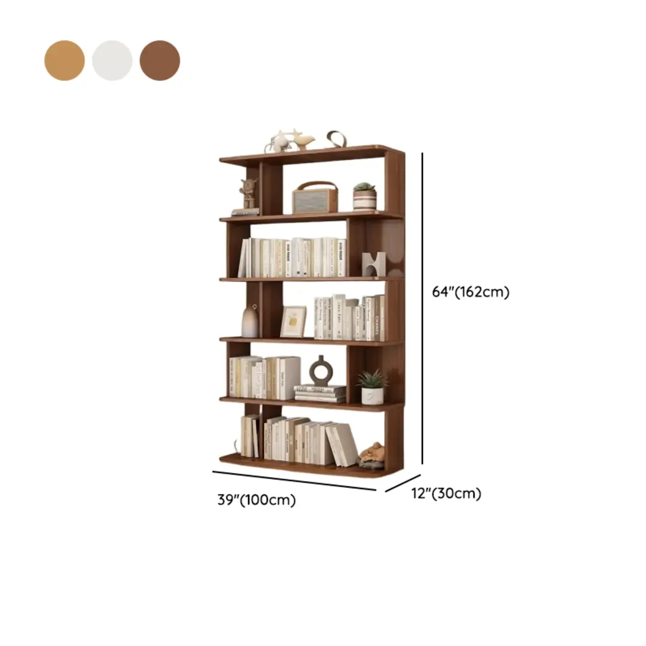 Modern White Open Back Wood 5 Shelf Bookshelf