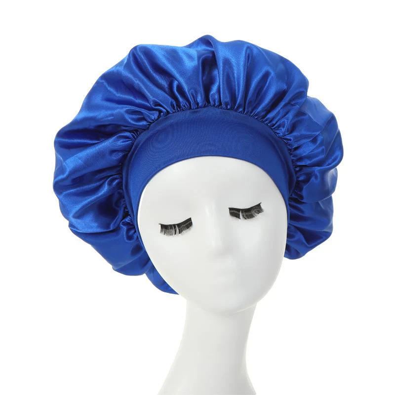 HULIANFU Women Night Sleep Hair Caps Silky Bonnet Satin Double Layer Adjust Head Cover Hat For Curly Springy Hair Styling Accessories - Deanwangkt