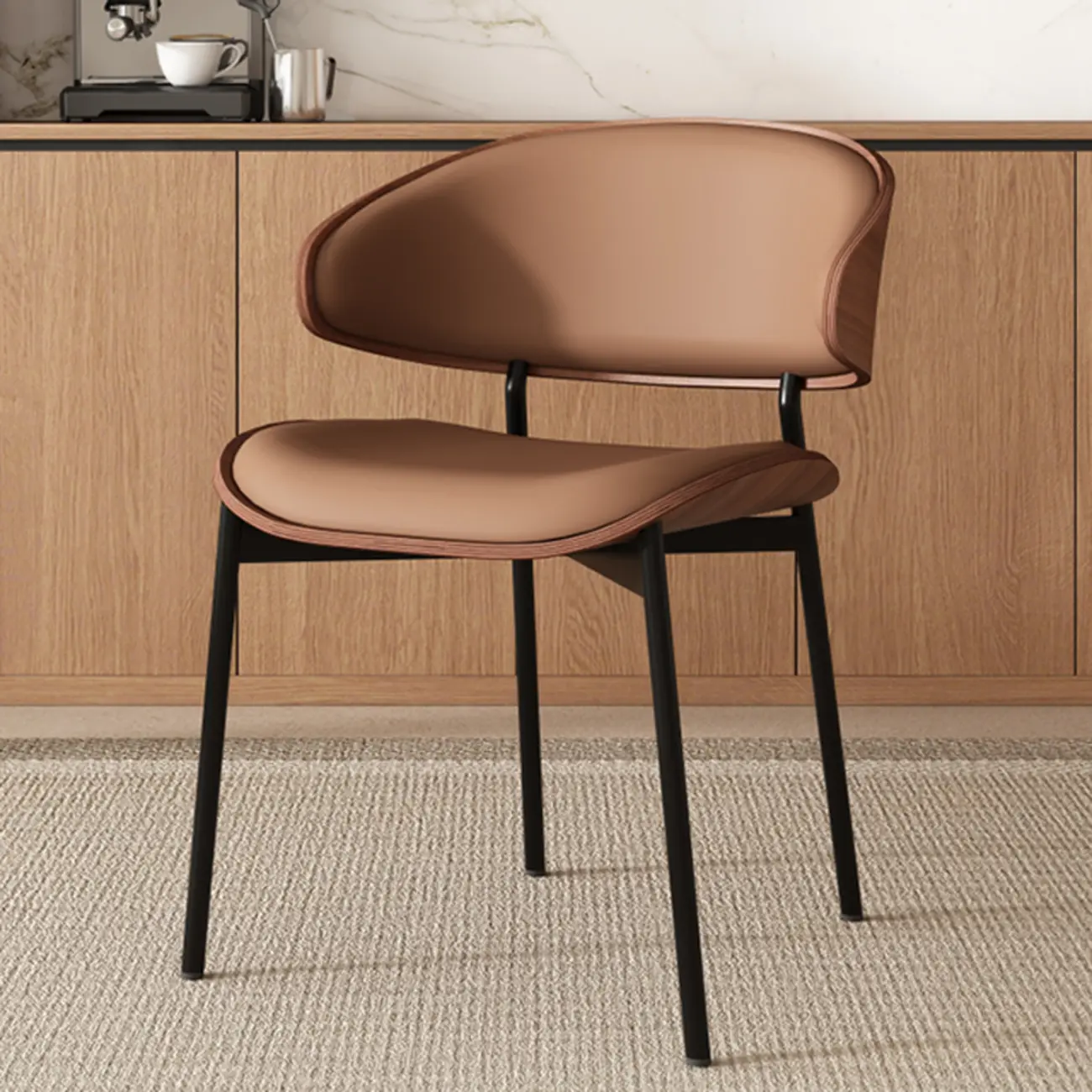 Art Deco Faux Leather Low Back Dining Chair