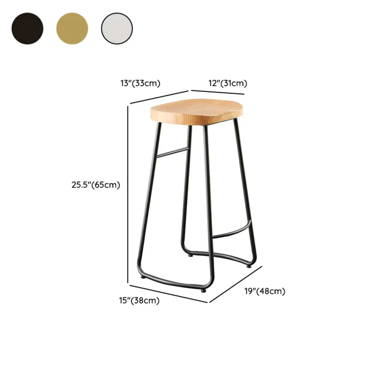 Natural Wood Saddle Seat Backless Counter Bar Stools