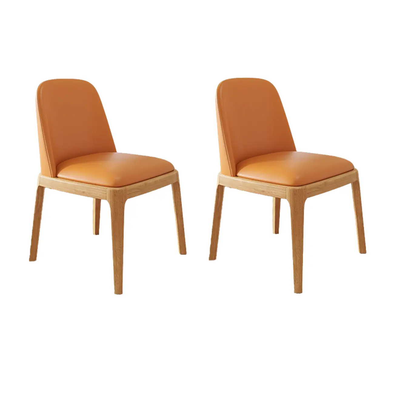 Modern Rubber Wood Upholstered Dining Chair Set of 2