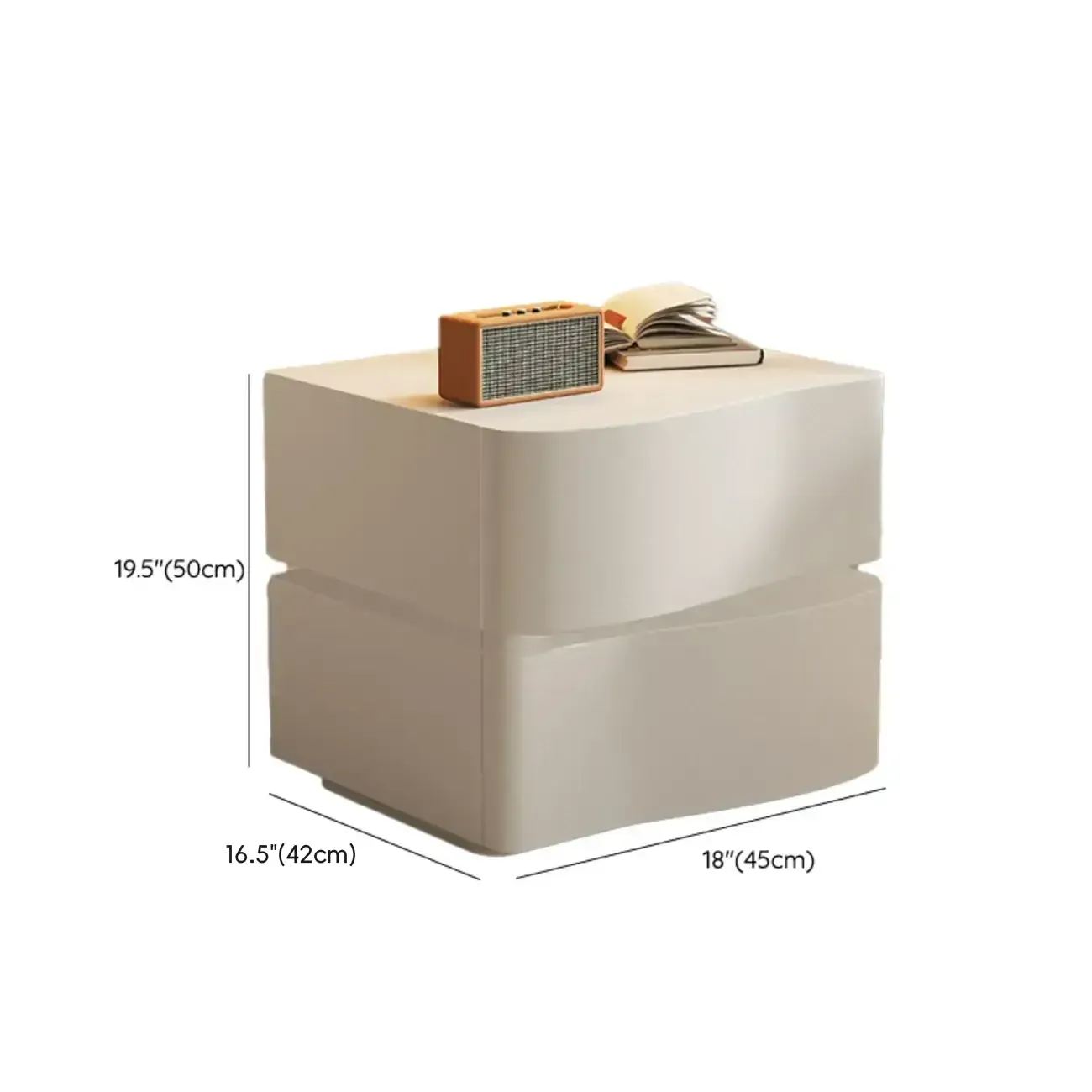 Modern White Waved Wood 3-Drawer Nightstand