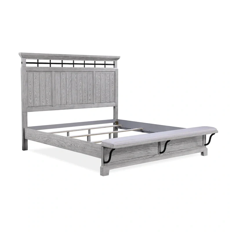 Debra 6 Piece Gray Panel Bench Footboard Bedroom Set