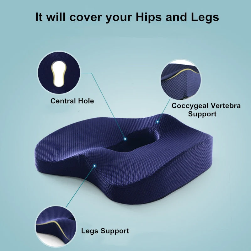 HULIANFU Memory Foam Seat Cushion Orthopedic Pillow Coccyx Office Chair Cushion Car Seat Pillow Wheelchair Massage Vertebrae Seat Pad - Deanwangkt