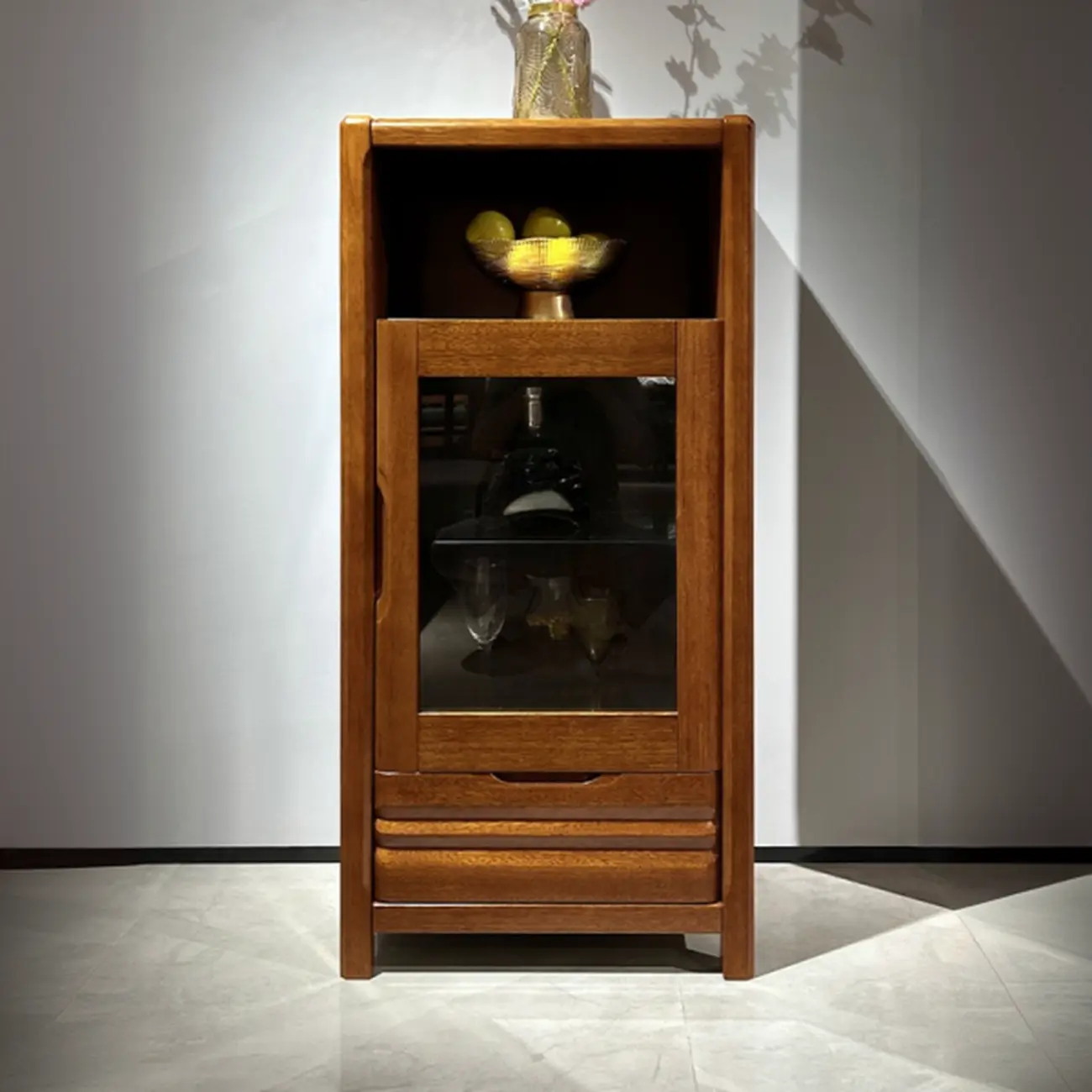 Modern Wood Wine Rack with Glass Holder Walnut