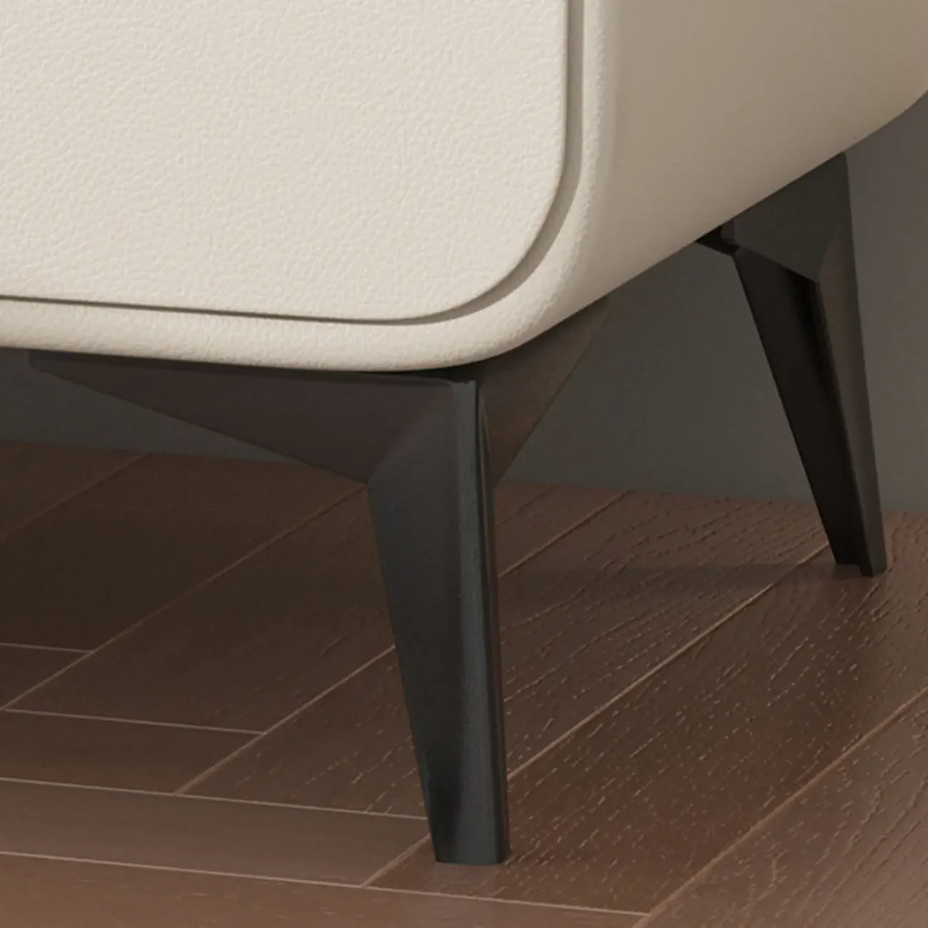 Scandinavian Leather 2 Drawers Wood Nightstand