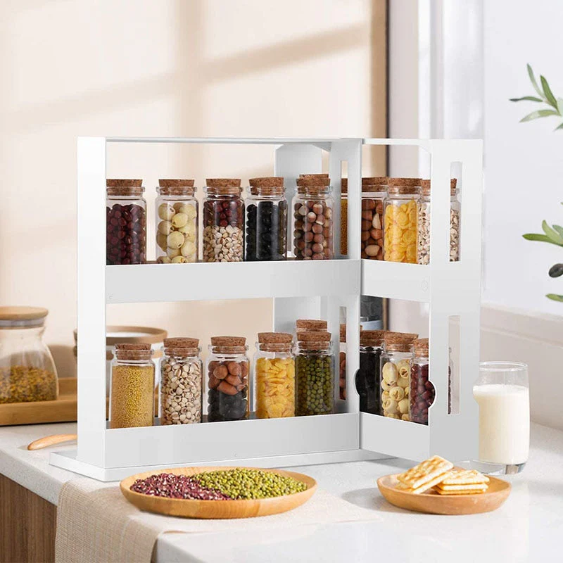 HULIANFU Rotating Storage Rack Kitchen Organizer Spice Storage Rack Cabinet Holder Multifunctional Makeup Storage Bathroom Trolley - Deanwangkt