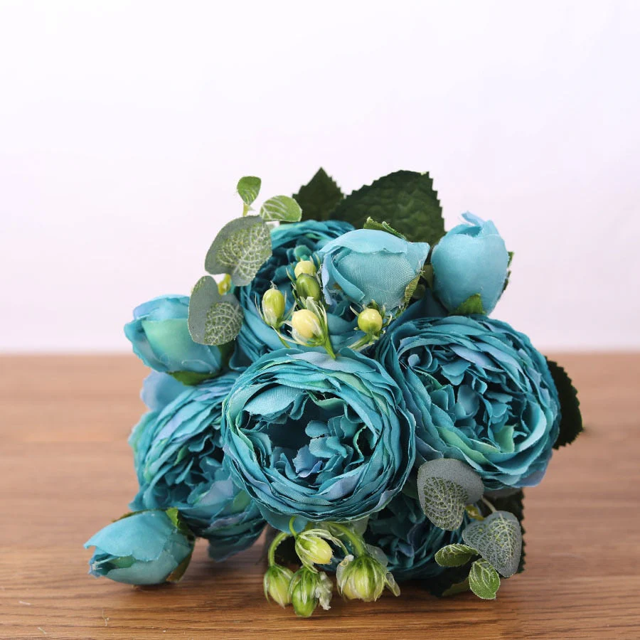 HULIANFU 2026  30cm Rose Pink Silk Bouquet Peony Artificial Flowers 5 Big Heads 4 Small Bud Bride Wedding Home Decoration Fake Flowers Faux - Deanwangkt