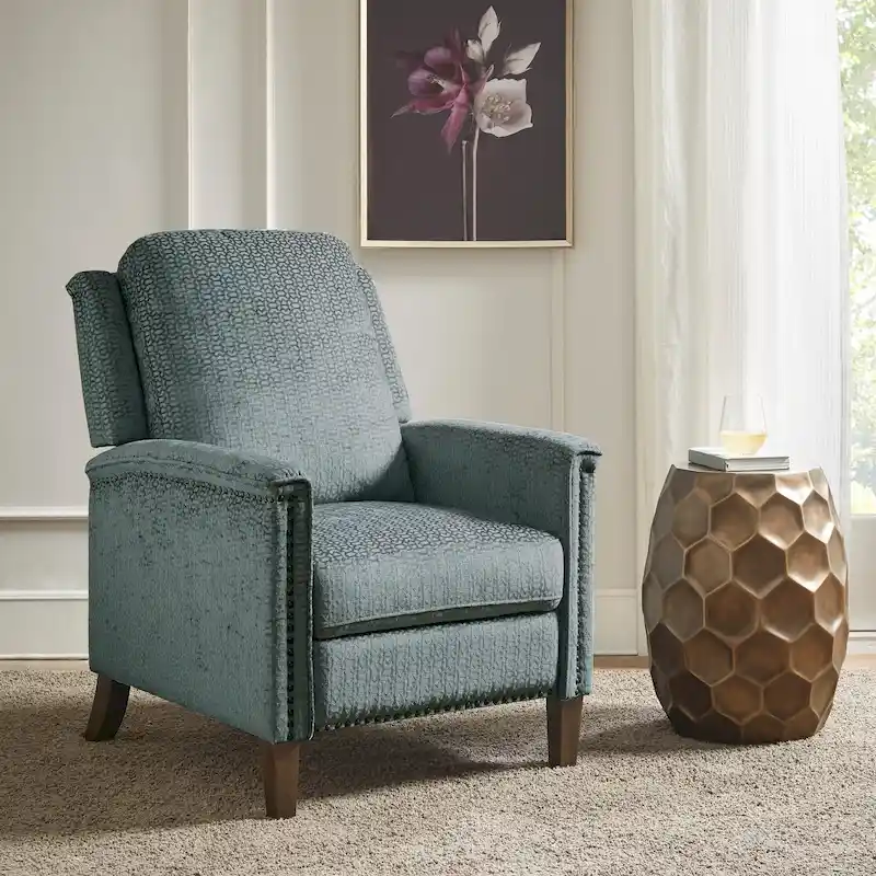 Madison Park Cecile Blue Push Back Recliner
