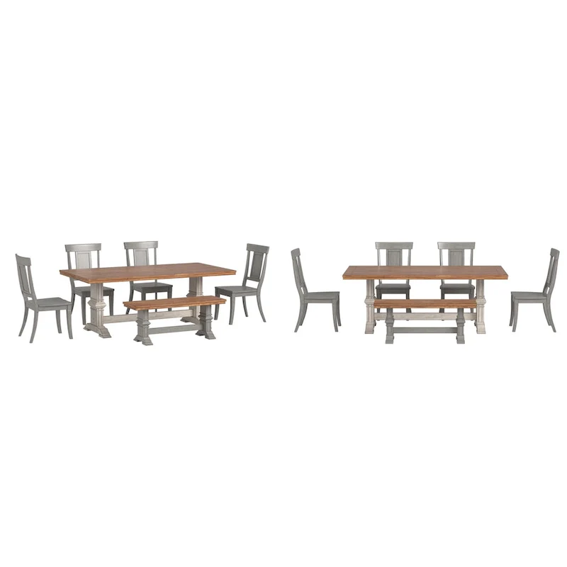 Ronda 78.7 Rectangular Solid Wood Top Dining Set with Panel Back Chairs