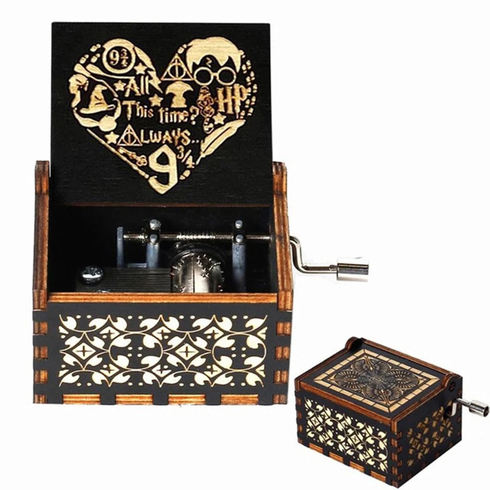 HULIANFU  Wooden Hand Crank Music Box Magic School Game Jurassic Park Godfather Children  Holiday Gift Christmas New Year Gift - Deanwangkt