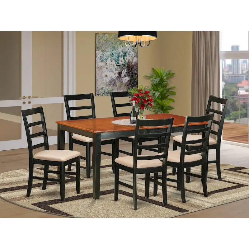 East West Furniture Table Set Consist of a Rectangle Butterfly Leaf Dining Table and Dining Chairs (Chair Seat Type Options)