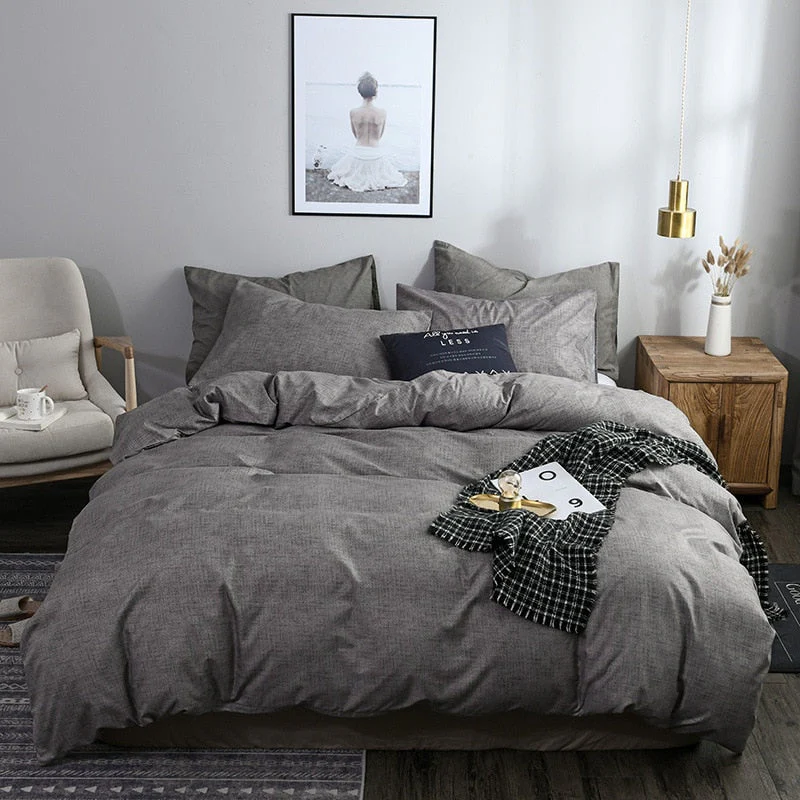 HULIANFU North America Plain AB Double-sided Design Duvet Cover Set King Queen Size Double Bed Quilts Covers Comforter Cover Bedding Sets - Deanwangkt
