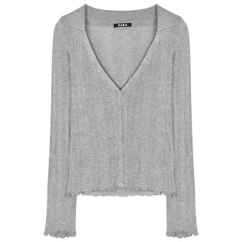 Hulianfu Knitting T-shirt Women Slim Sexy Long Sleeve Daily V-neck Casual Korean Style Pure Retro Minimalist Hot Girls Spring See-through - Deanwangkt