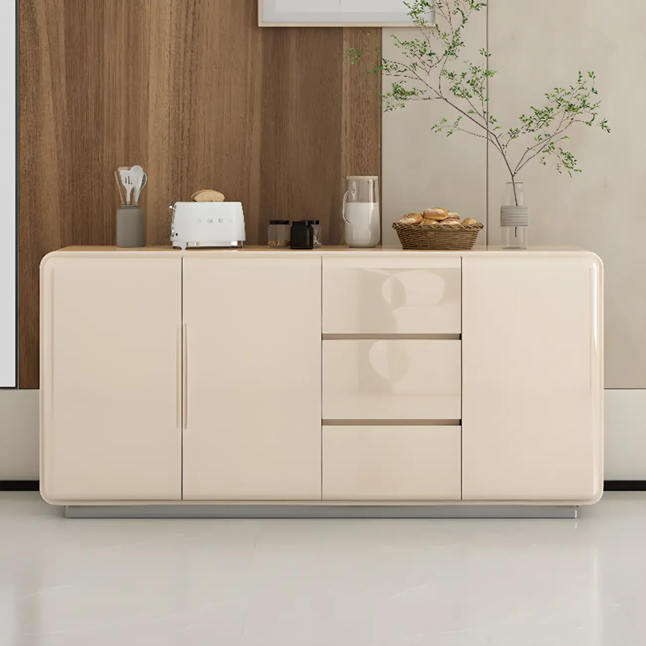Scandinavian White Sideboard with Drawers & Cabinets