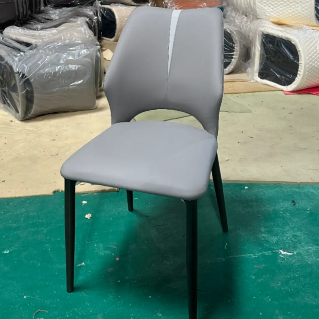Modern Faux Leather Open Back Armless Dining Chair