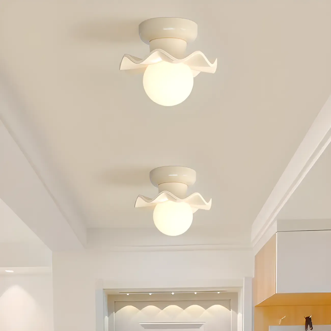 Modern 5 Inch Cream Semi Flush Ceiling Light for Hallway