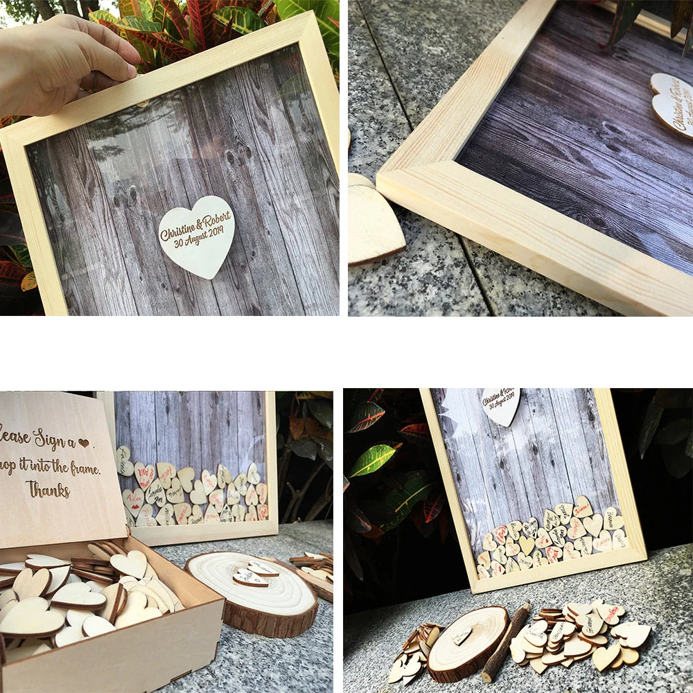 HULIANFU Wedding Guest Book Personalized Wedding Decoration Rustic Sweet Wedding Guestbook 120pcs Small Wood Hearts - Deanwangkt