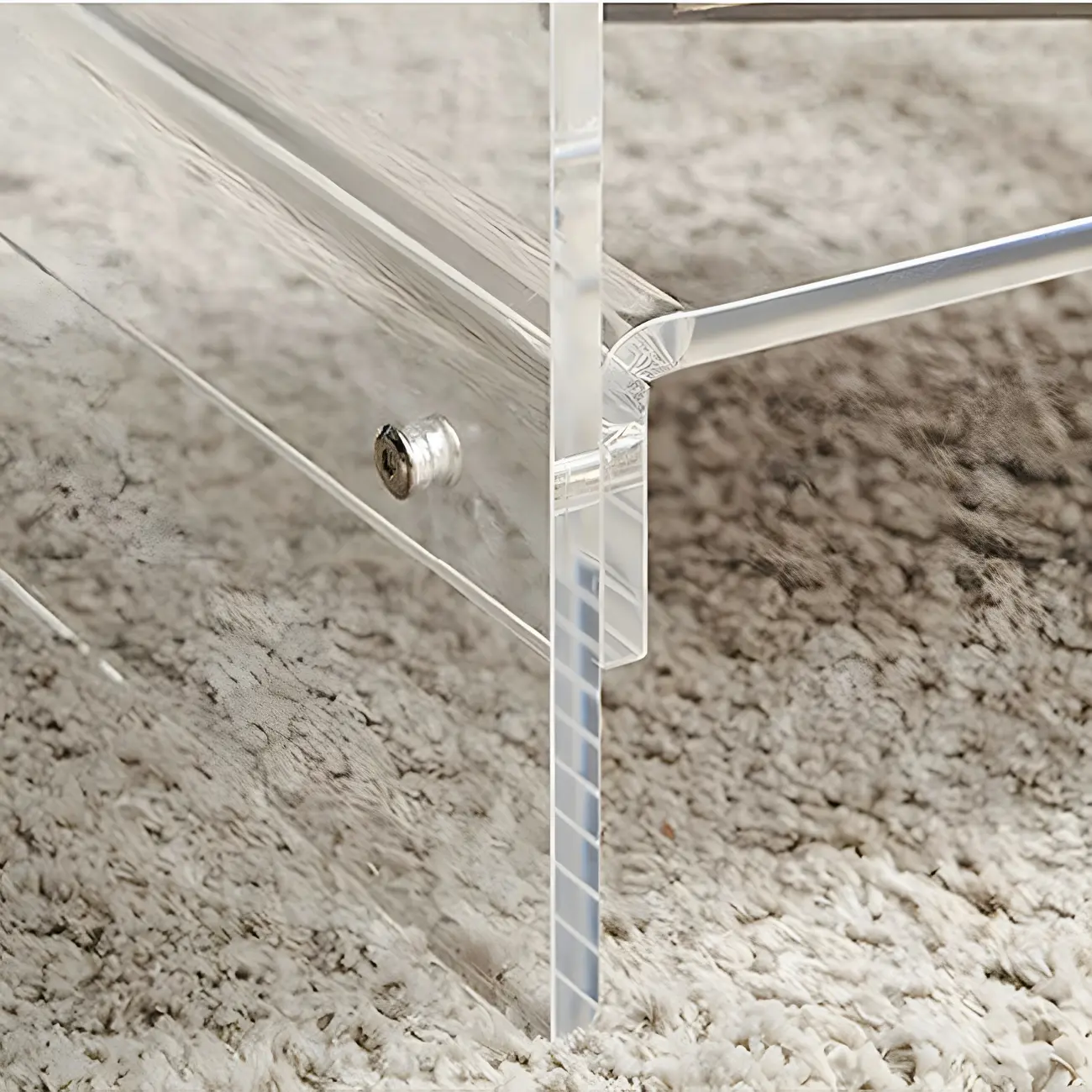 Modern Acrylic Bedside Table with Shelf