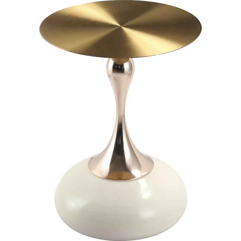 Savoy 18-Inch Round Side Table in Gold Stainless-Steel End Table with a Round Pedestal base