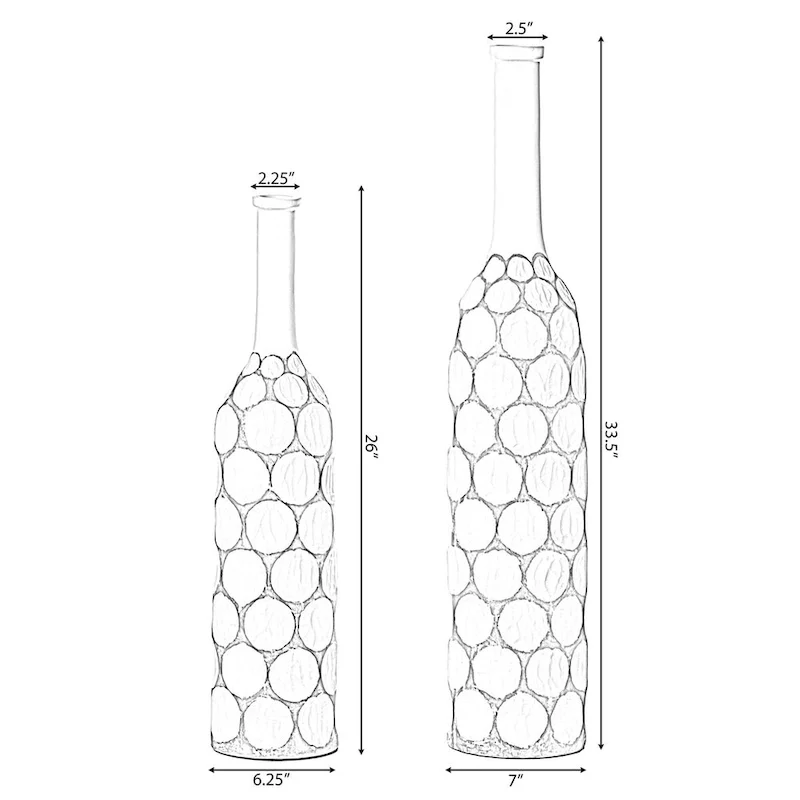 Decorative Contemporary Floor Vase White Carved Divot Bubble Design with Tall Neck