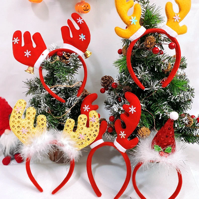 HULIANFU 2026  LuanQI Christmas Headbands for Children Adult Hair Band Red Christmas Santa Claus Snowman Antlers Headband Xmas Decoration Gifts - Deanwangkt
