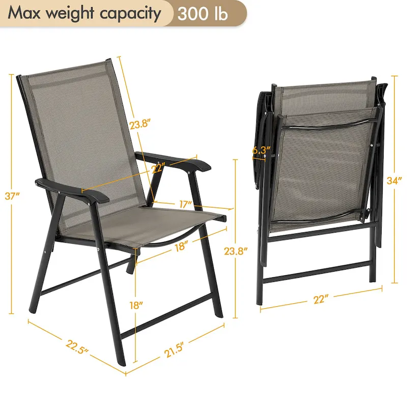 Yaheetech 4pcs Folding Dining Chairs Patio Dining Chairs with Backrest and Armrests