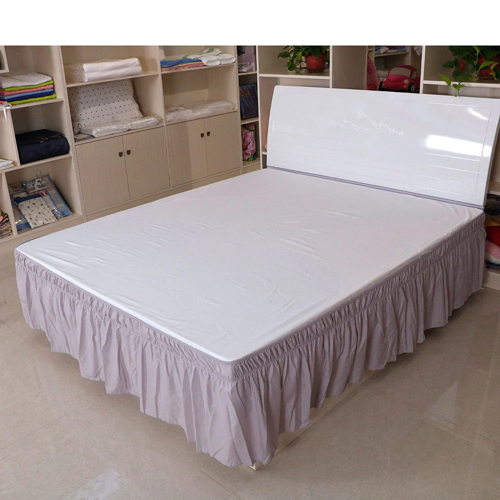 HULIANFU Pleated Bed Skirt Single and Double Dustproof  Cover Surrounding ding Plain Elastic Band  Apron - Deanwangkt