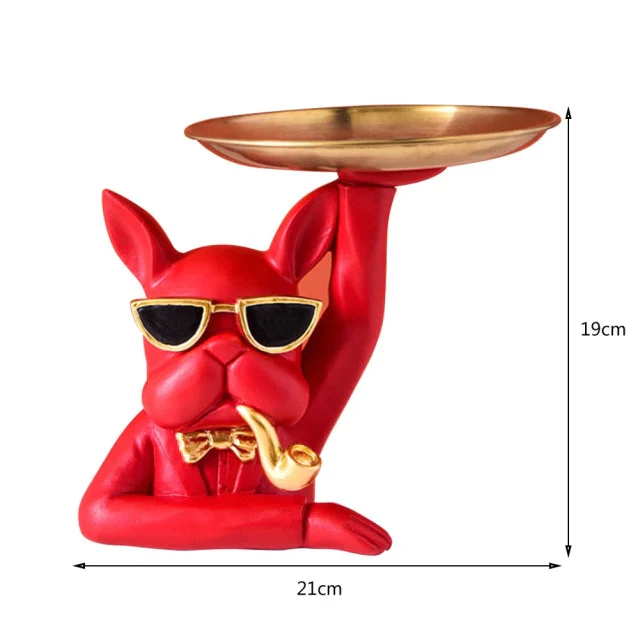 HULIANFU Nordic French Bulldog Sculpture Dog Statue Statue Jewelry Storage Table Decoration Gift Belt Plate Glasses Tray Home Art Statue - Deanwangkt