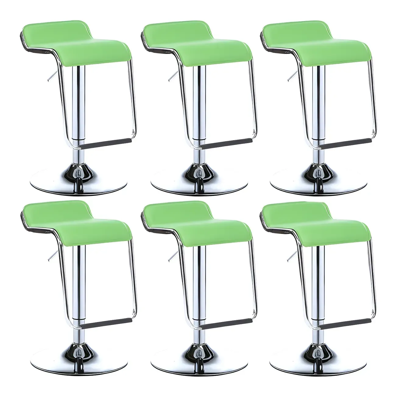 Modern Pedestal Swivel Bar Stool Adjustable Height Low Back Faux Leather