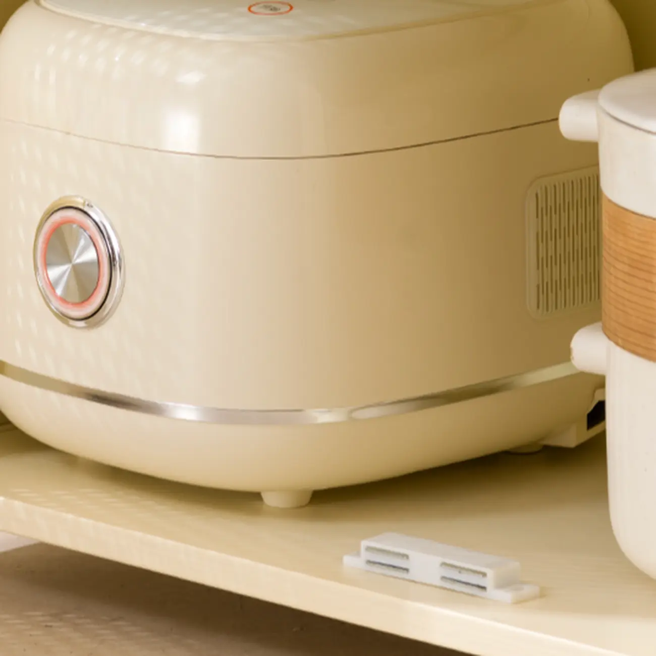 Narrow Rectangular Rattan Bamboo Sideboard with Open Shelf