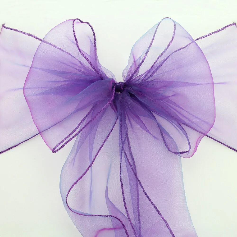 HULIANFU Organza Chair Sashes Bow Chair Covers Organza Fabric DIY Knot Chair Tie for Party Events Wedding Decoration 18cmx275cm - Deanwangkt