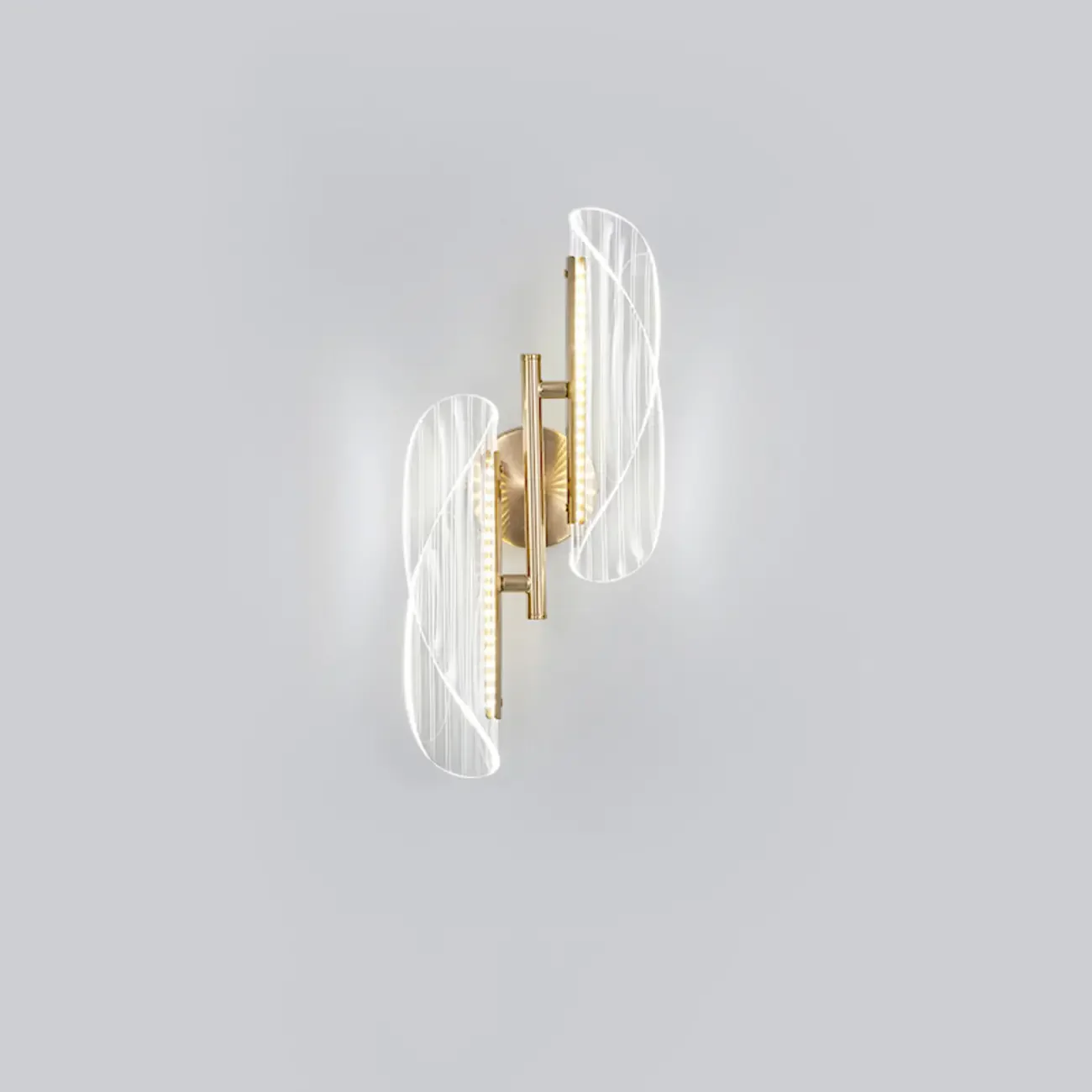 Art Deco Gold Metal and Acrylic LED Wall Sconce