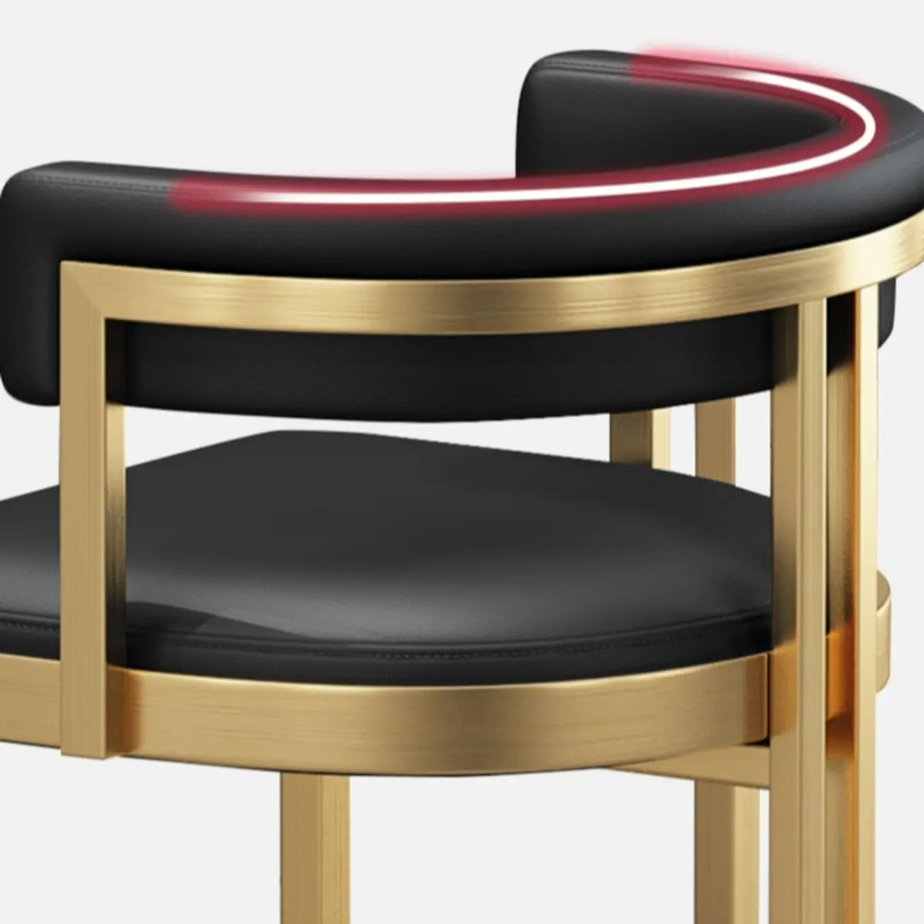 Lavish Metal Cushioned Gold Sled Bar Stool