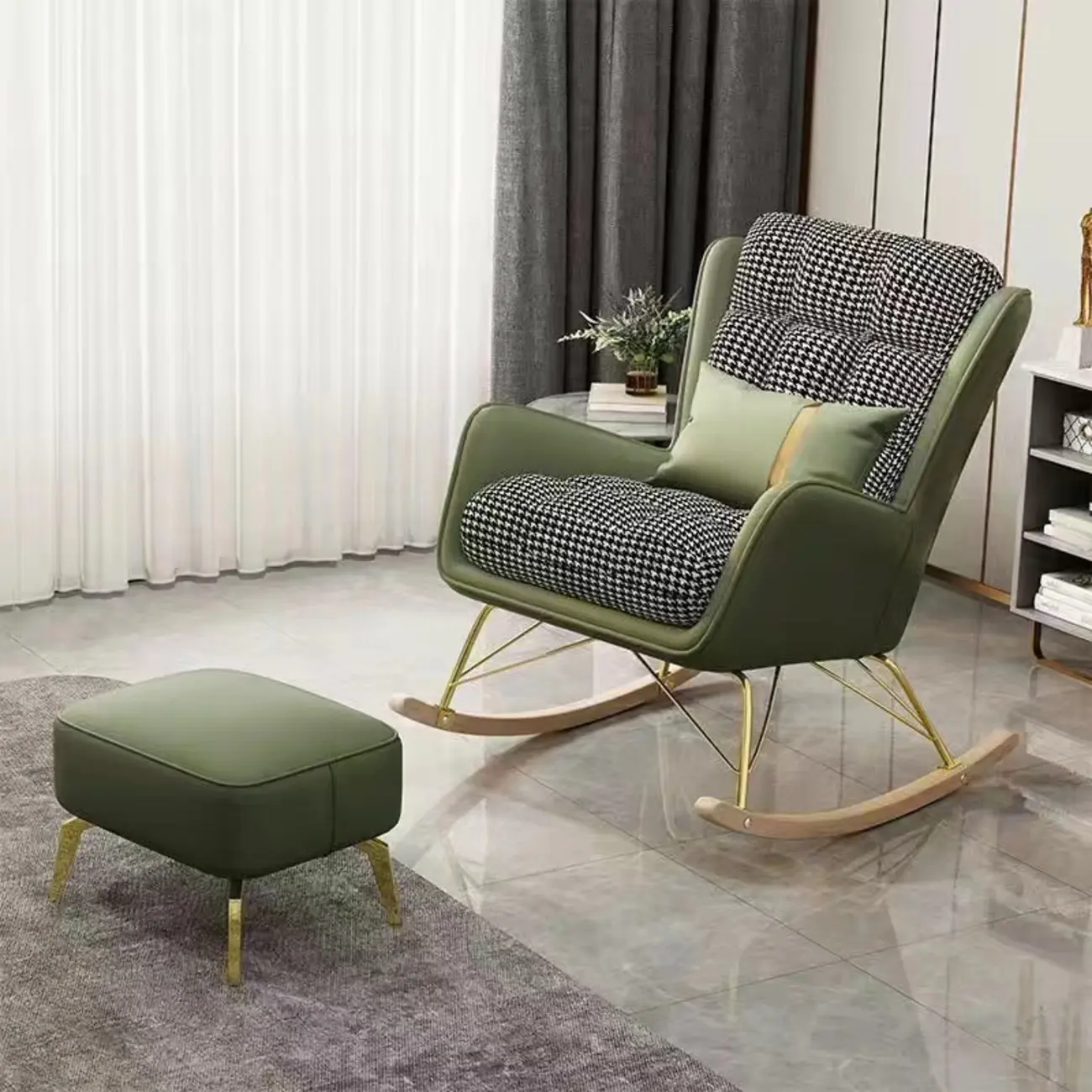Modern Upholstered Rocking Chair with Optional Ottoman