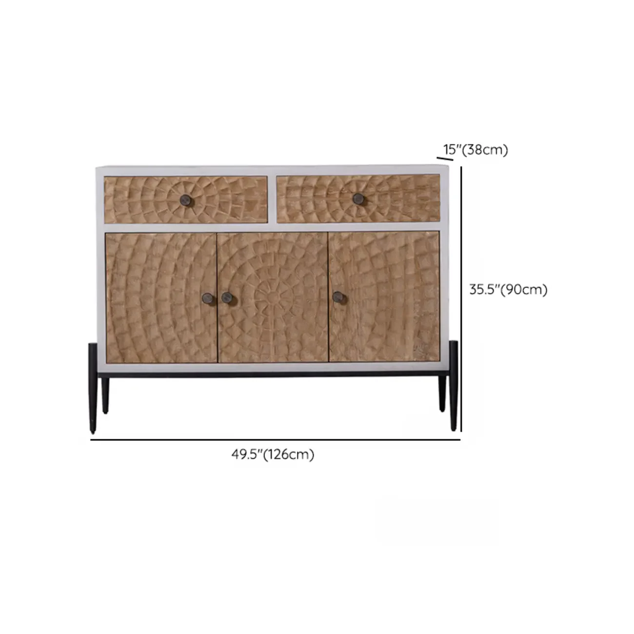 Freestanding Rustic Rectangle White Wood Iron Base Cabinet