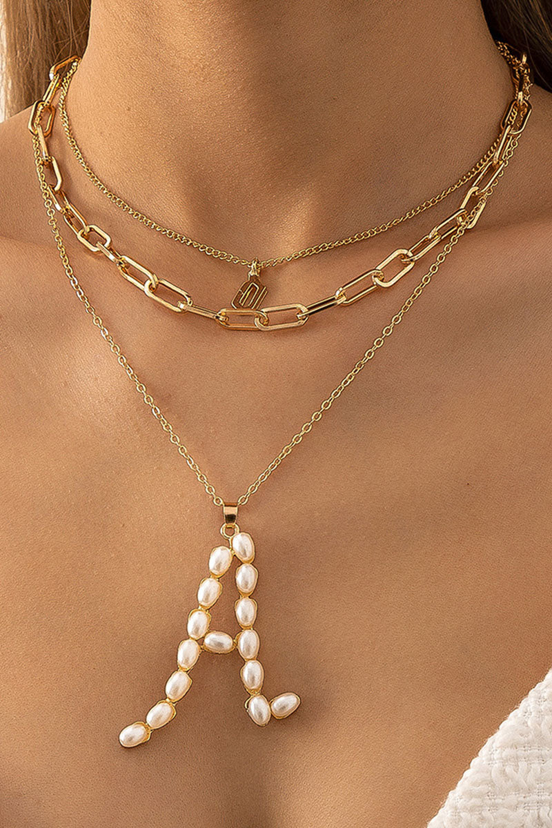 hulianfu Fashion  Simplicity Letter Solid Split Joint Necklaces - Deanwangkt