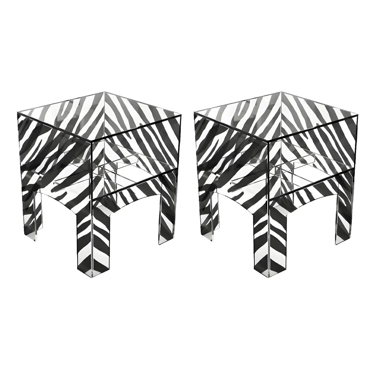 Modern Small Acrylic Nightstand with Drawer