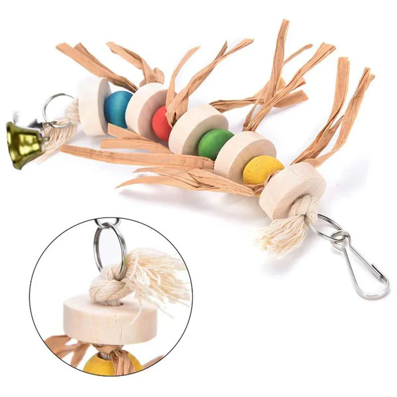 HULIANFU Parrot Swing Chewing Toy Wooden Bird Toys 7 Pcs Small Parrot Chewing Toy Kit Perfect Wooden Bird Toy For Small Parrots Conures - Deanwangkt