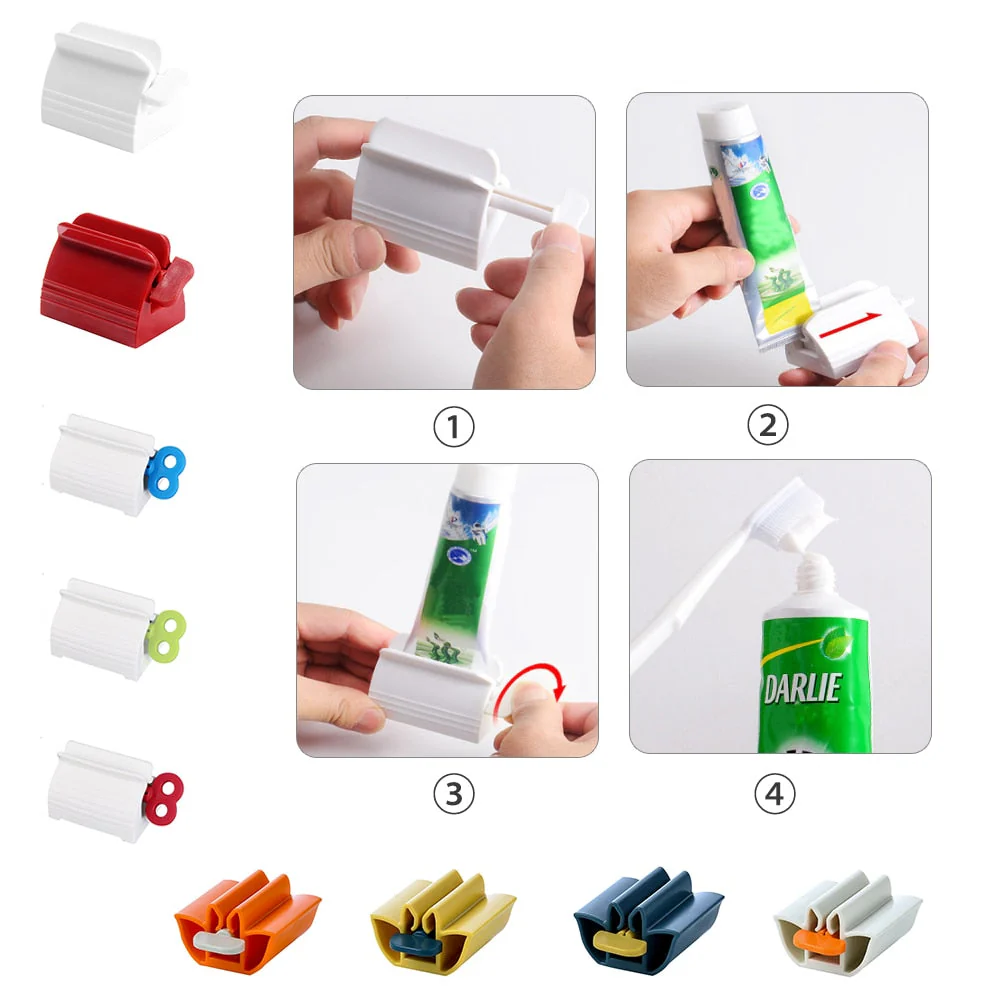 HULIANFU Rolling Toothpaste Device Tube Dispenser Holder Multifunctional Plastic Facial Cleanser Squeezer Press for Bathroom Accessories - Deanwangkt