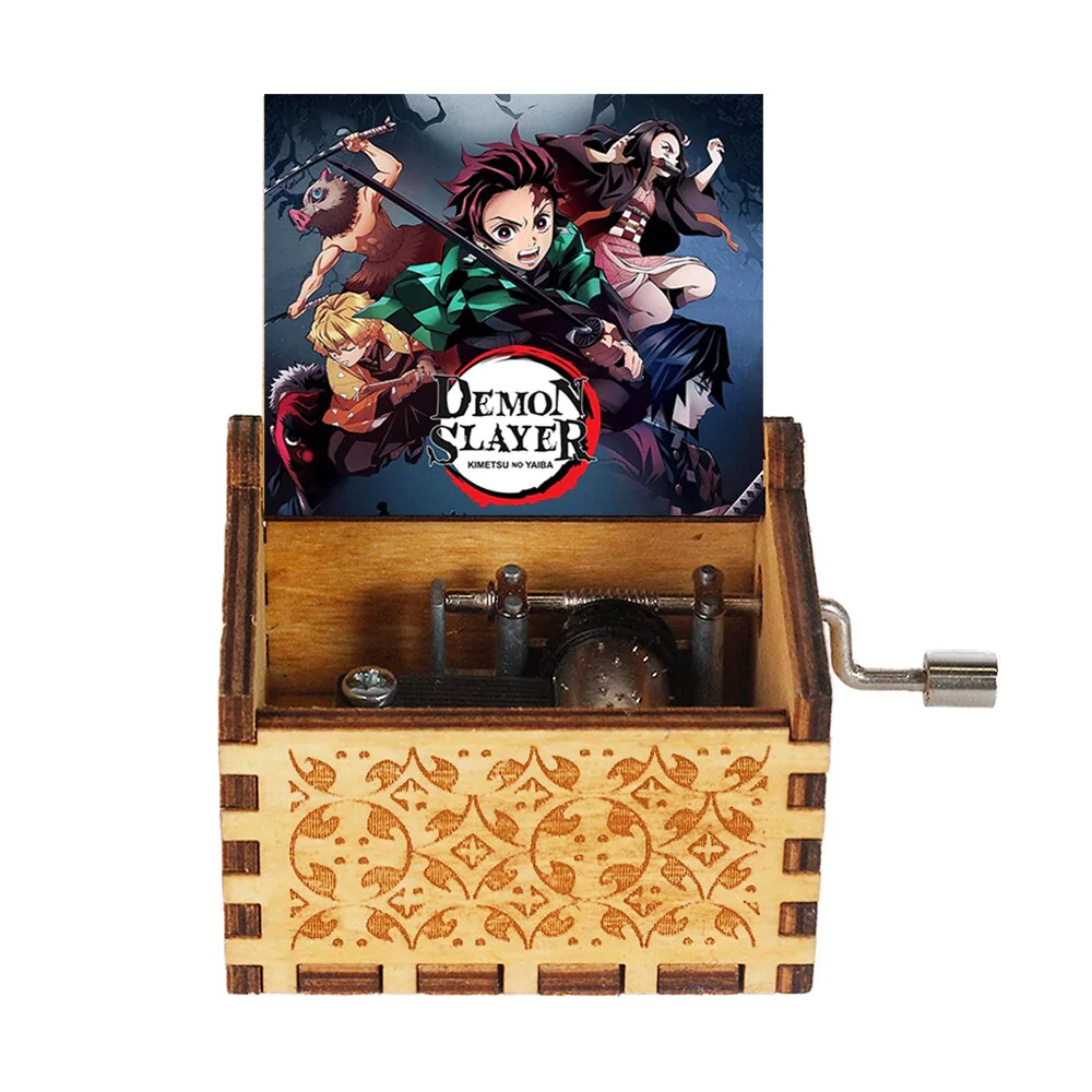 HULIANFU New Attack On Titan Queen Music Box Antique Carved Wooden Hand Cranks Power Game Crossing Rainbow Christmas Birthday Gifts - Deanwangkt